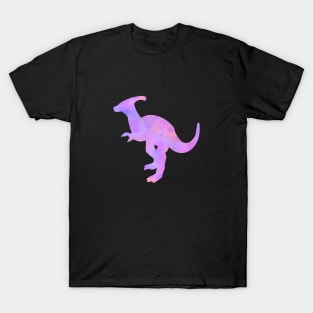 watercolor parasaurolophus dinosaur - pink and purple T-Shirt